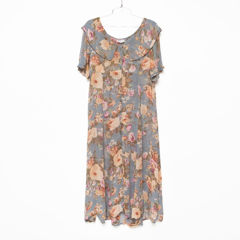 VTG Silk Floral Collared Dress